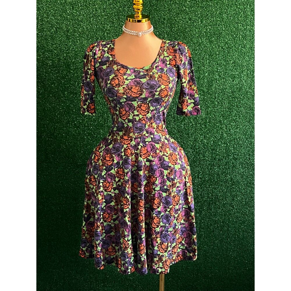 Lularoe Women’s A-Line Dress Floral Multi-Color Size XS S